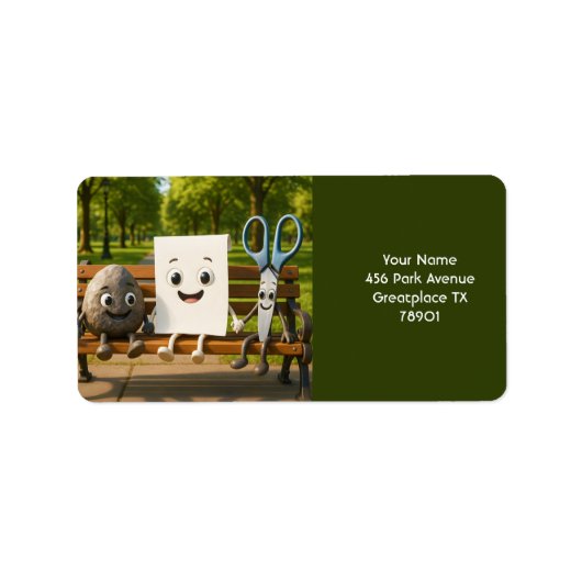 ファンタジーかわいい岩紙はさみ ラベル (正面)