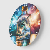 ファンタジーかわいい嵐のボトル ラージ壁時計 (傾斜)