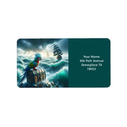 ファンタジーかわいい嵐の海の海賊 ラベル (正面)