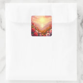 ファンタジーかわいい川の花の夕日 スクエアシール (バッグ)