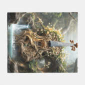 ファンタジーかわいい巨大なバイオリンの森 フリースブランケット (正面(横))