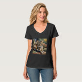 ファンタジーかわいい怠け猫長椅子 Tシャツ (正面フル)