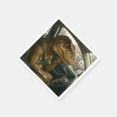 ファンタジーかわいい恐竜のドライビングカー スタンダードカクテルナプキン (角)