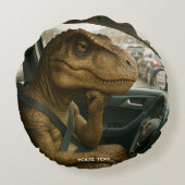 ファンタジーかわいい恐竜のドライビングカー ラウンドクッション (裏面)