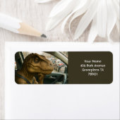 ファンタジーかわいい恐竜のドライビングカー ラベル (インサイチュ)