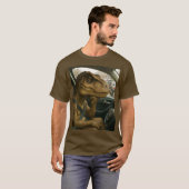 ファンタジーかわいい恐竜のドライビングカー Tシャツ (正面フル)