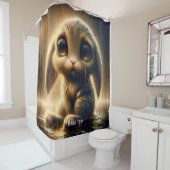 ファンタジーかわいい悲しいバニー雨 シャワーカーテン (インサイチュ)