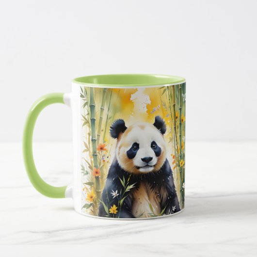 ファンタジーかわいい悲しいパンダの森 マグカップ (左)