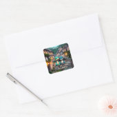ファンタジーかわいい悲しいベビードラゴン スクエアシール (封筒)