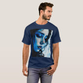 ファンタジーかわいい悲しい女の子ブルー Tシャツ (正面フル)