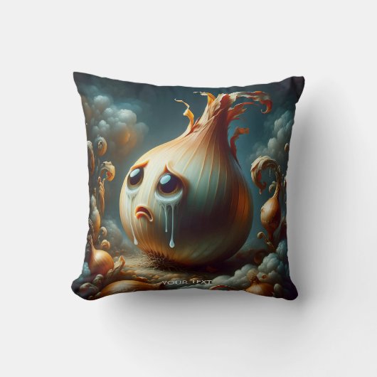 ファンタジーかわいい悲しい泣き叫びタマネギ クッション (正面)