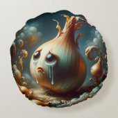 ファンタジーかわいい悲しい泣き叫びタマネギ ラウンドクッション (裏面)