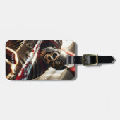 ファンタジーかわいい戦士の古代の鎧 ラゲッジタグ (正面横)