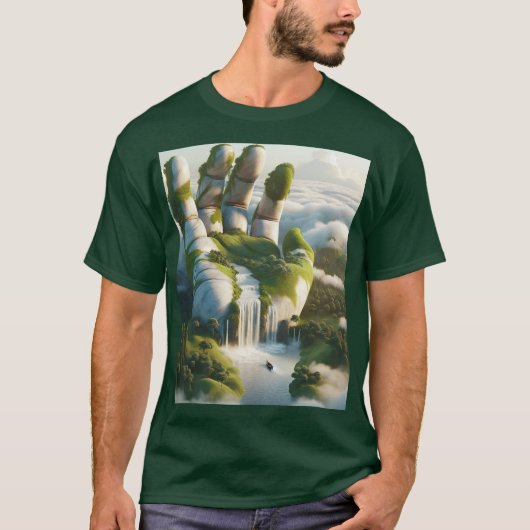 ファンタジーかわいい手の森の雲 Tシャツ (正面)