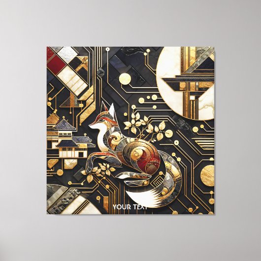 ファンタジーかわいい抽象芸術キツネアート キャンバスプリント (正面)