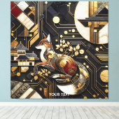 ファンタジーかわいい抽象芸術キツネアート キャンバスプリント (インサイチュ (ウッドフロア))