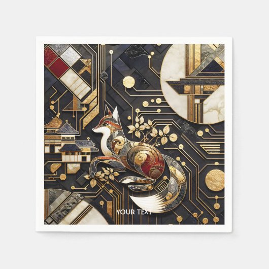 ファンタジーかわいい抽象芸術キツネアート スタンダードカクテルナプキン (正面)