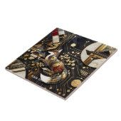 ファンタジーかわいい抽象芸術キツネアート タイル (側面)