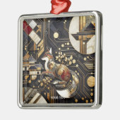 ファンタジーかわいい抽象芸術キツネアート メタルオーナメント (左)