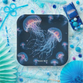 ファンタジーかわいい抽象芸術クラゲ水中 ペーパープレート (パーティー)