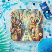 ファンタジーかわいい抽象芸術ミュージックシティ ペーパープレート (パーティー)