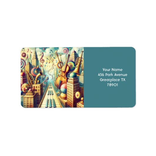 ファンタジーかわいい抽象芸術ミュージックシティ ラベル (正面)