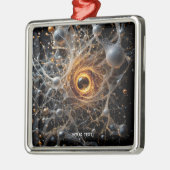 ファンタジーかわいい抽象芸術宇宙シーン メタルオーナメント (左)