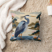 ファンタジーかわいい日本の鮮やかなヘロンブルー クッション (ブランケット)