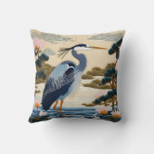 ファンタジーかわいい日本の鮮やかなヘロンブルー クッション (裏面)