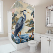 ファンタジーかわいい日本の鮮やかなヘロンブルー シャワーカーテン (インサイチュ)