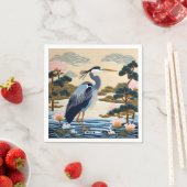 ファンタジーかわいい日本の鮮やかなヘロンブルー スタンダードカクテルナプキン (インサイチュ)