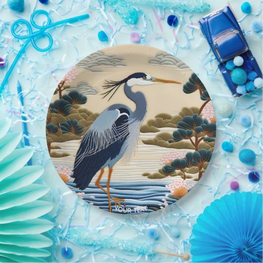 ファンタジーかわいい日本の鮮やかなヘロンブルー ペーパープレート (パーティー)