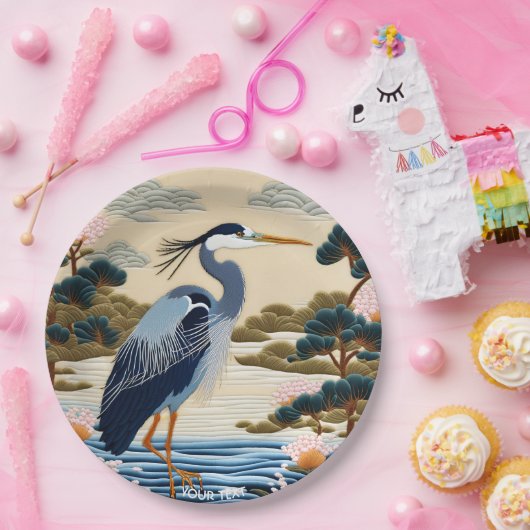 ファンタジーかわいい日本の鮮やかなヘロンブルー ペーパープレート (パーティー)
