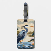 ファンタジーかわいい日本の鮮やかなヘロンブルー ラゲッジタグ (裏面縦)