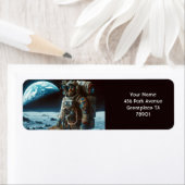 ファンタジーかわいい月の宇宙飛行士バッグ ラベル (インサイチュ)