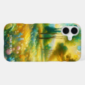 ファンタジーかわいい木の抽象芸術風景 iPhoneケース (裏面横)
