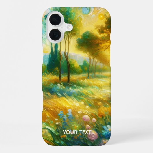 ファンタジーかわいい木の抽象芸術風景 iPhoneケース (裏面)