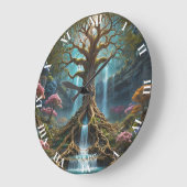 ファンタジーかわいい木の滝森 ラージ壁時計 (傾斜)