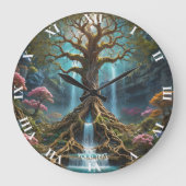 ファンタジーかわいい木の滝森 ラージ壁時計 (正面)