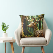 ファンタジーかわいい木彫り鹿 クッション (椅子)