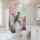 ファンタジーかわいい桜バードブルー シャワーカーテン (インサイチュ)