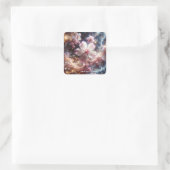 ファンタジーかわいい桜ピンク色の花 スクエアシール (バッグ)