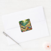 ファンタジーかわいい森の花蝶 スクエアシール (封筒)