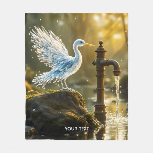 ファンタジーかわいい水鳥の半透明水 フリースブランケット (正面)