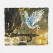 ファンタジーかわいい水鳥の半透明水 フリースブランケット (正面(横))