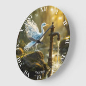 ファンタジーかわいい水鳥の半透明水 ラージ壁時計 (傾斜)