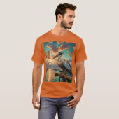 ファンタジーかわいい海鳥ボート Tシャツ (正面フル)