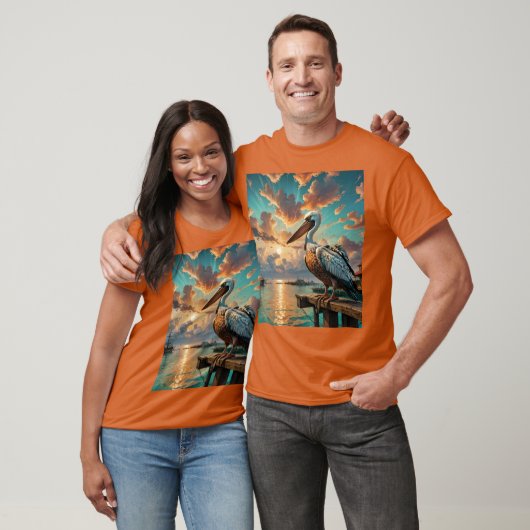 ファンタジーかわいい海鳥ボート Tシャツ (ユニセックス)