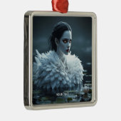 ファンタジーかわいい湖スワンホワイト メタルオーナメント (右)