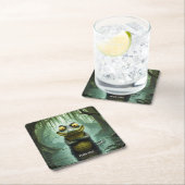 ファンタジーかわいい湿地の森ワニ スクエアペーパーコースター (インサイチュ)